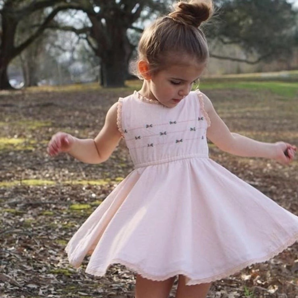 Well Dressed Wolf Peach Innocence Dress Textured Seersucker Size 5